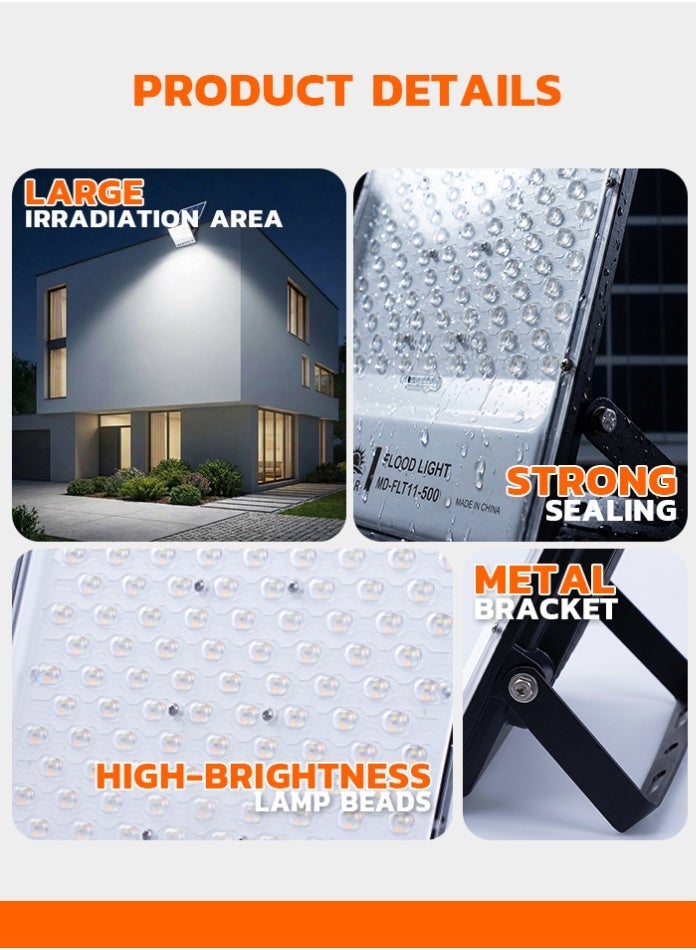 MODI ضوء الفيضانات بالطاقة الشمسية 500 وات IP65 مع جهاز تحكم عن بعد - ضوء أمان خارجي فائق السطوع ومقاوم للماء - Image 4